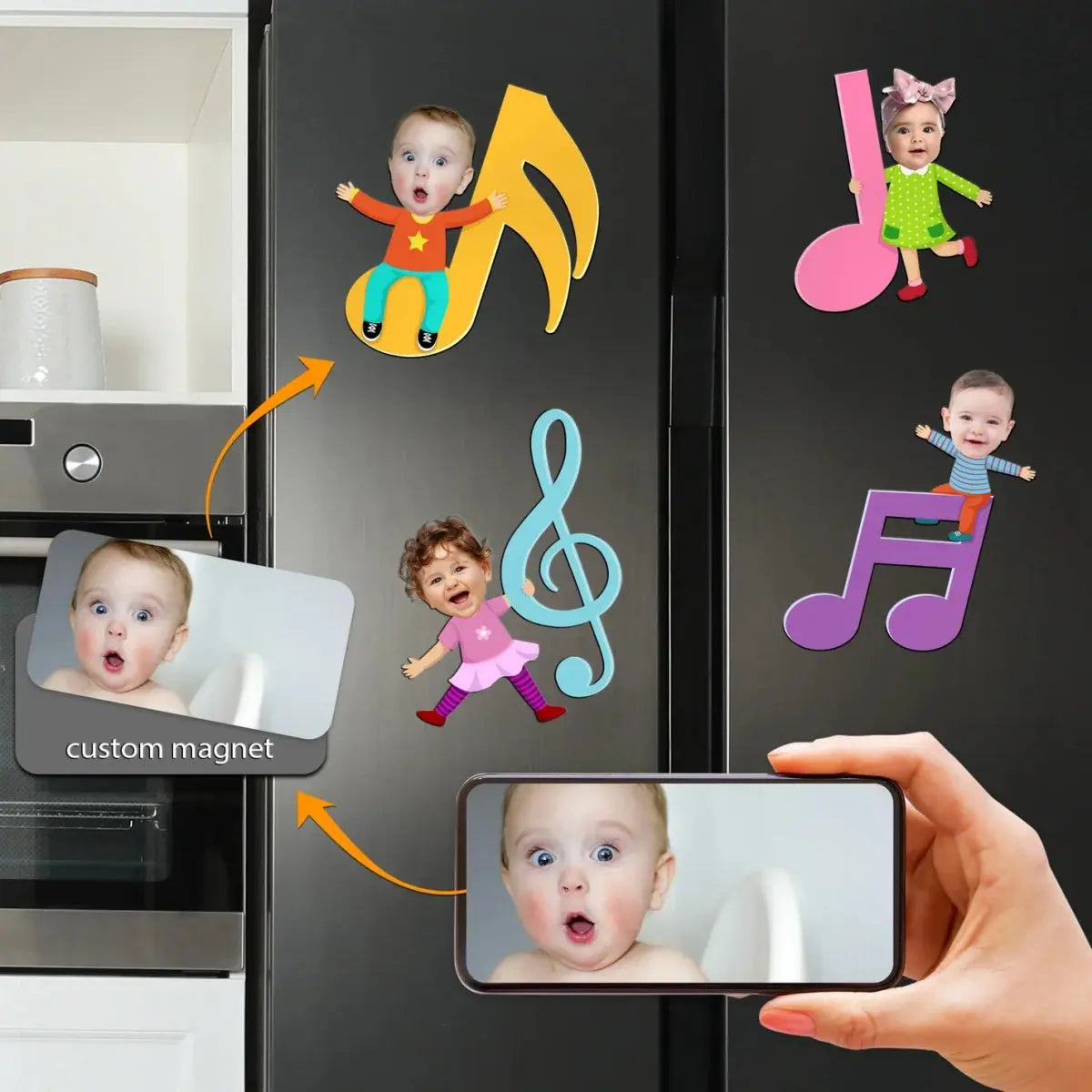 Kids - Customizing Face Kids With Music Notes - Personalized Photo Magnet (TL) Magnet The Next Custom Gift