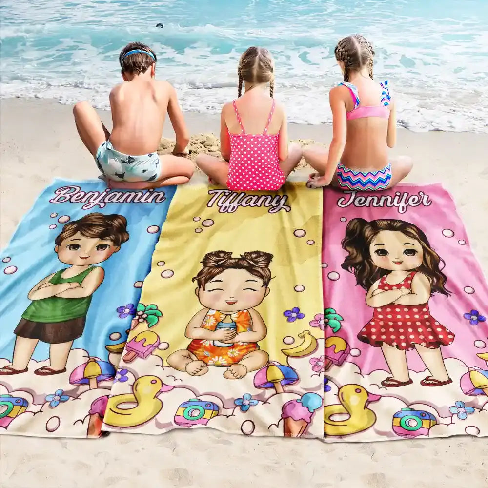 Kids Ice Cream Summer - Personalized Beach Towel Beach Towel The Next Custom Gift