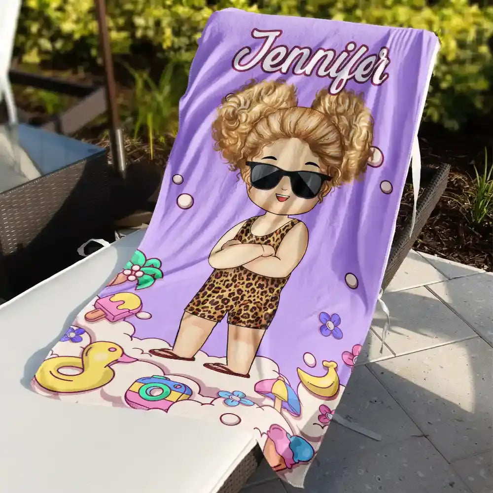 Kids Ice Cream Summer - Personalized Beach Towel Beach Towel The Next Custom Gift