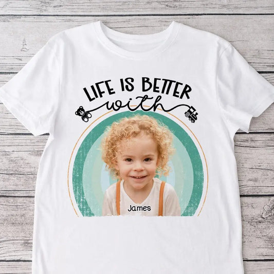 Kids - Life Is Better With Grandkids Family Bright - Personalized Photo T-shirt, Hoodie Shirts & Tops The Next Custom Gift