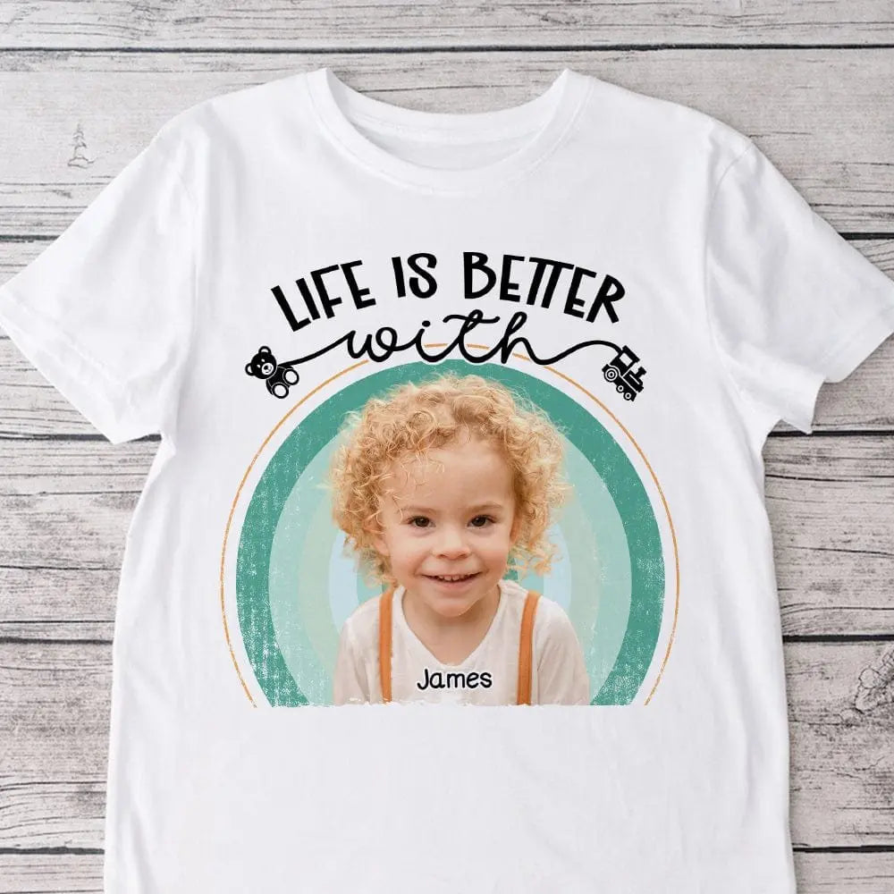 Kids - Life Is Better With Grandkids Family Bright - Personalized Photo T-shirt, Hoodie