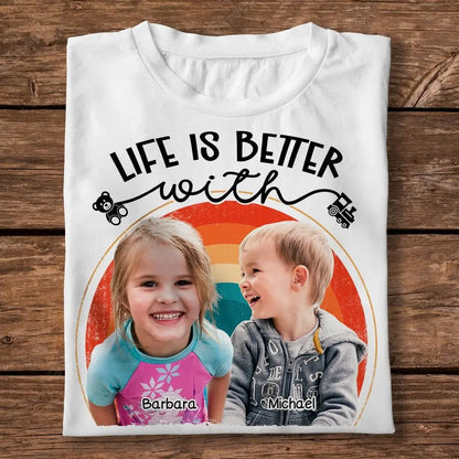 Kids - Life Is Better With Grandkids Family Bright - Personalized Photo T-shirt, Hoodie Shirts & Tops The Next Custom Gift