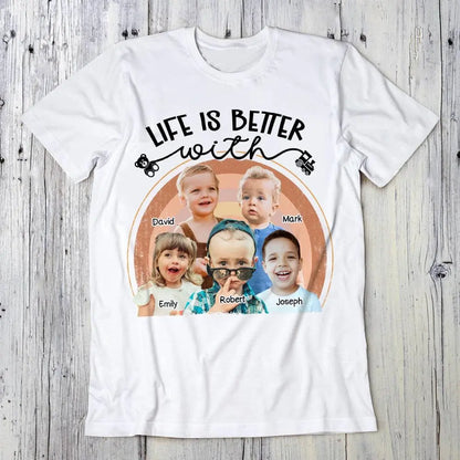 Kids - Life Is Better With Grandkids Family Bright - Personalized Photo T-shirt, Hoodie