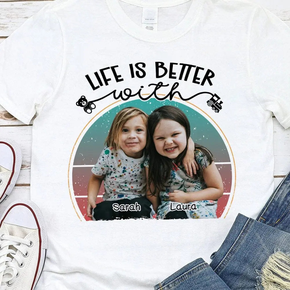 Kids - Life Is Better With Grandkids Family Bright - Personalized Photo T-shirt, Hoodie Shirts & Tops The Next Custom Gift