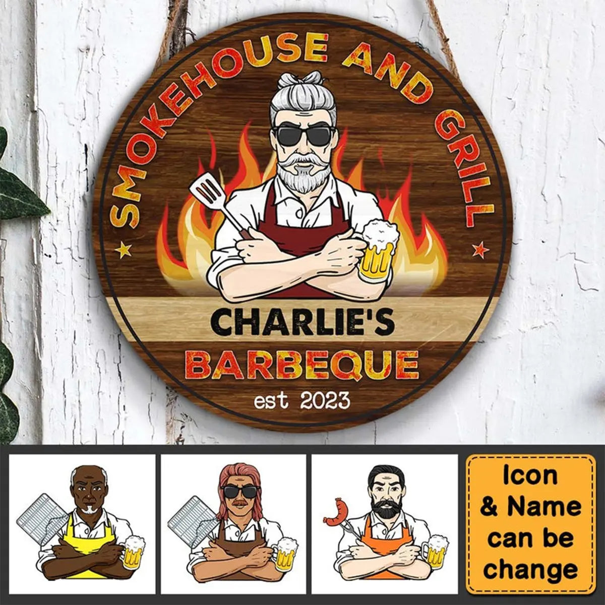 Kitchen - Smokehouse And Grill - Personalized Wood Sign (LH) Wood Sign The Next Custom Gift