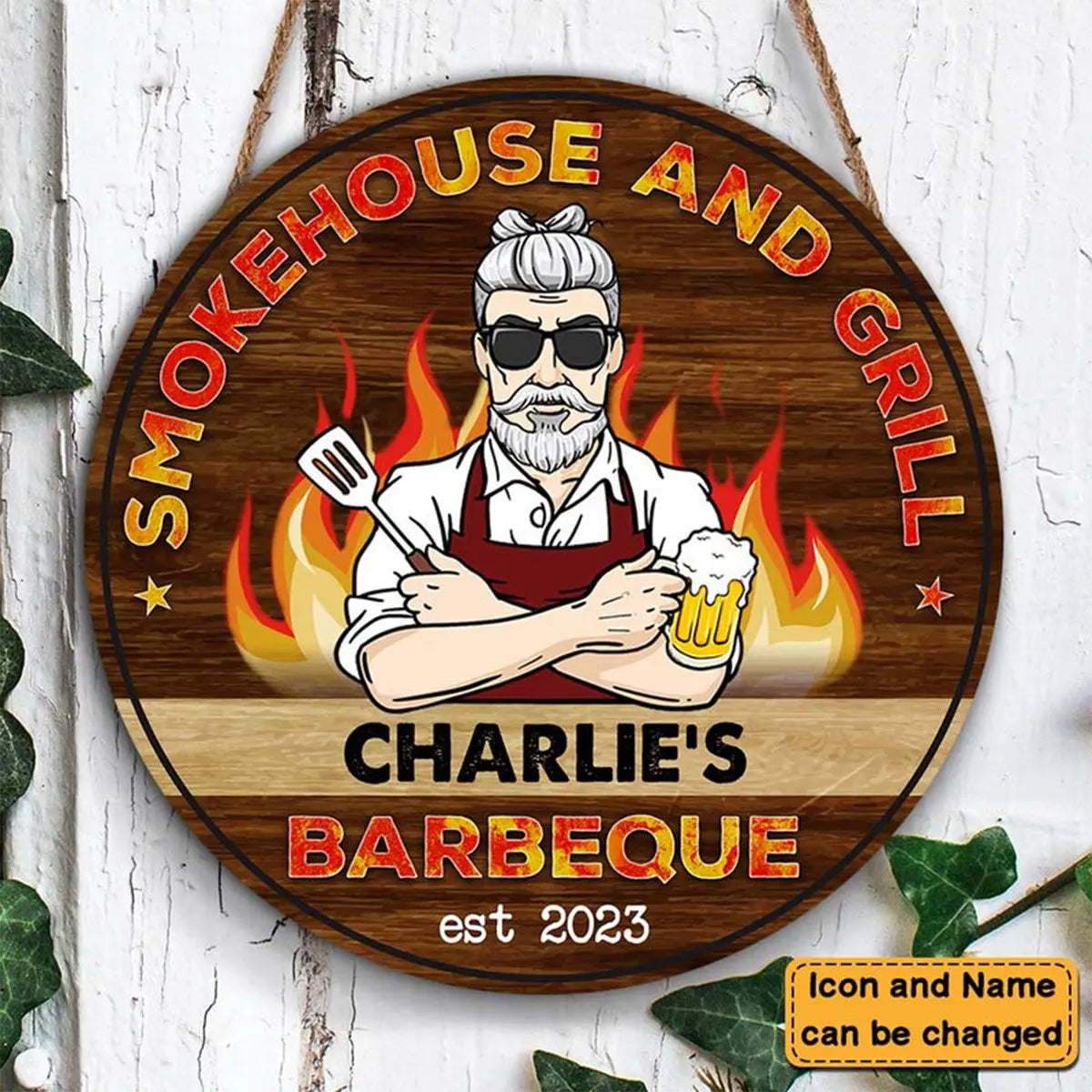 Kitchen - Smokehouse And Grill - Personalized Wood Sign (LH) Wood Sign The Next Custom Gift