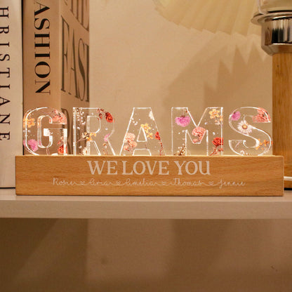 Custom Flower Printed LED Night Light, Birth Month Flower, Mother's Day Gift for Mom, Gift for Grandma, Gift for Wife