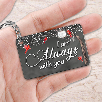 Cardinal Moon Night Always With You Whole Family Memorial Remembrance Gift Personalized Acrylic Keychain