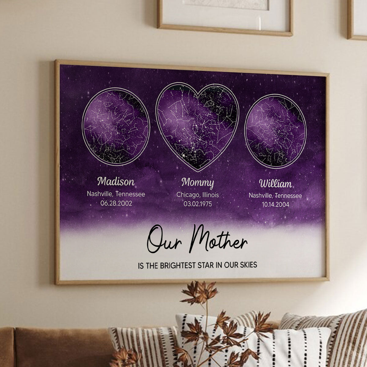 Mom The Brightest Star Custom Star Map by Location & Date, Real Astronomical Data, Personalized Poster Gift for Mom from Daughter, Mother's Day Gift for Mom from Son