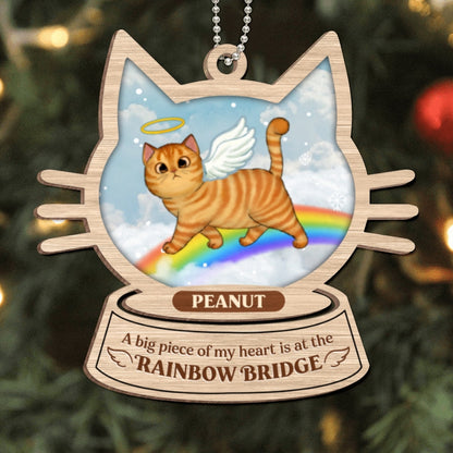 Walking Cats Memorial Rainbow Personalized Wooden Ornament