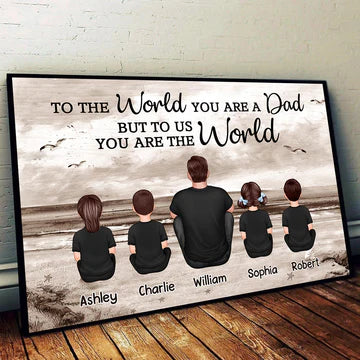 Family Sitting Retro Vintage Beach Landscape Poster, Gift For Husband, Wife, Dad, Mom