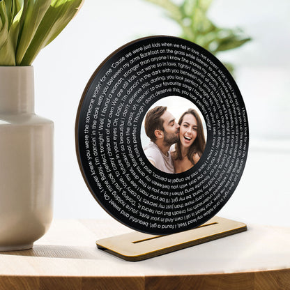 Personalized Vinyl Record with Photo, Valentines Day Gifts for Boyfriend, Girlfriend Gifts, Vinyl Record, Personalized Gifts, Song Standing Wooden Plaque