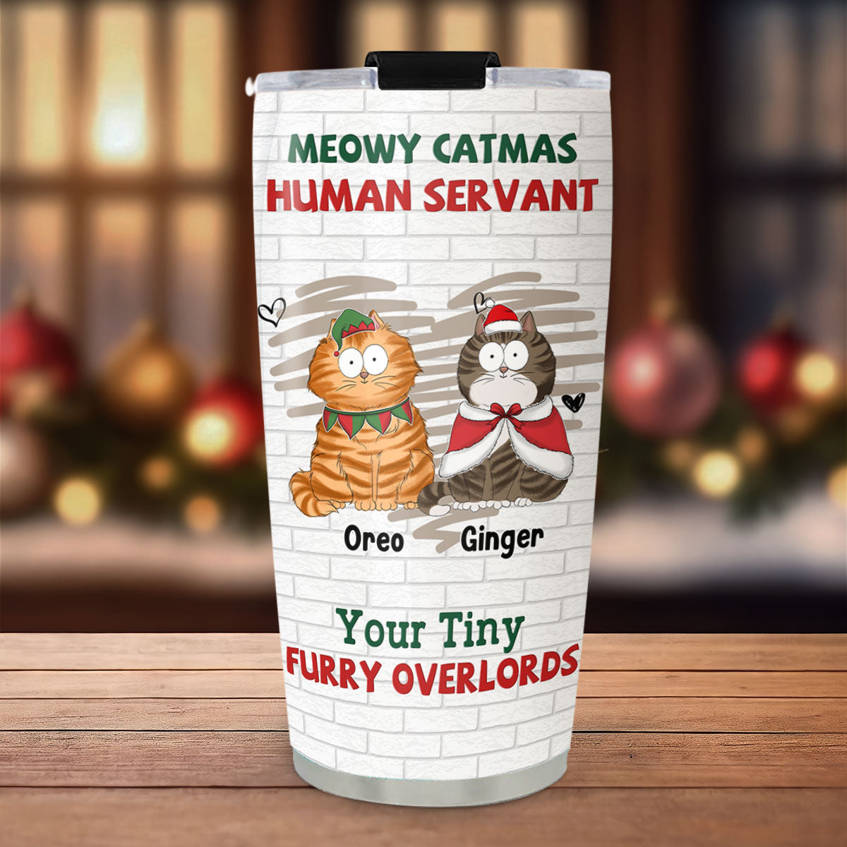 Tiny Cat Overlord Christmas - Personalized Custom Tumbler