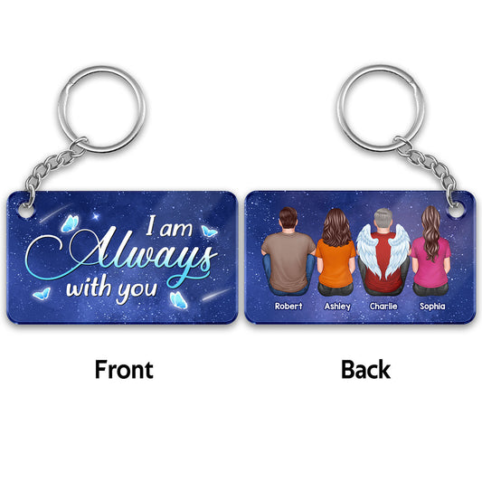 Always With You Blue Sky Butterflies Family Members Memorial Gift Remembrance Keepsake Personalized Acrylic Keychain