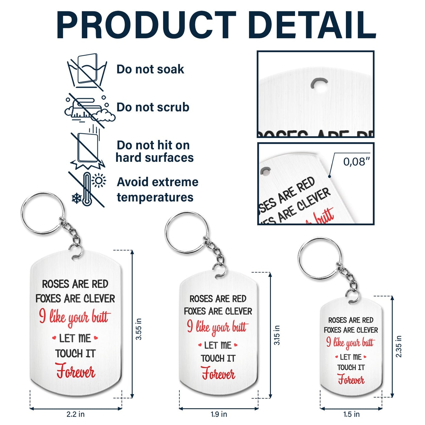 Custom Photo I Like Your Butt Forever - Funny Gift For Couples, Spouse, Lover, Husband, Wife - Personalized Aluminum Keychain