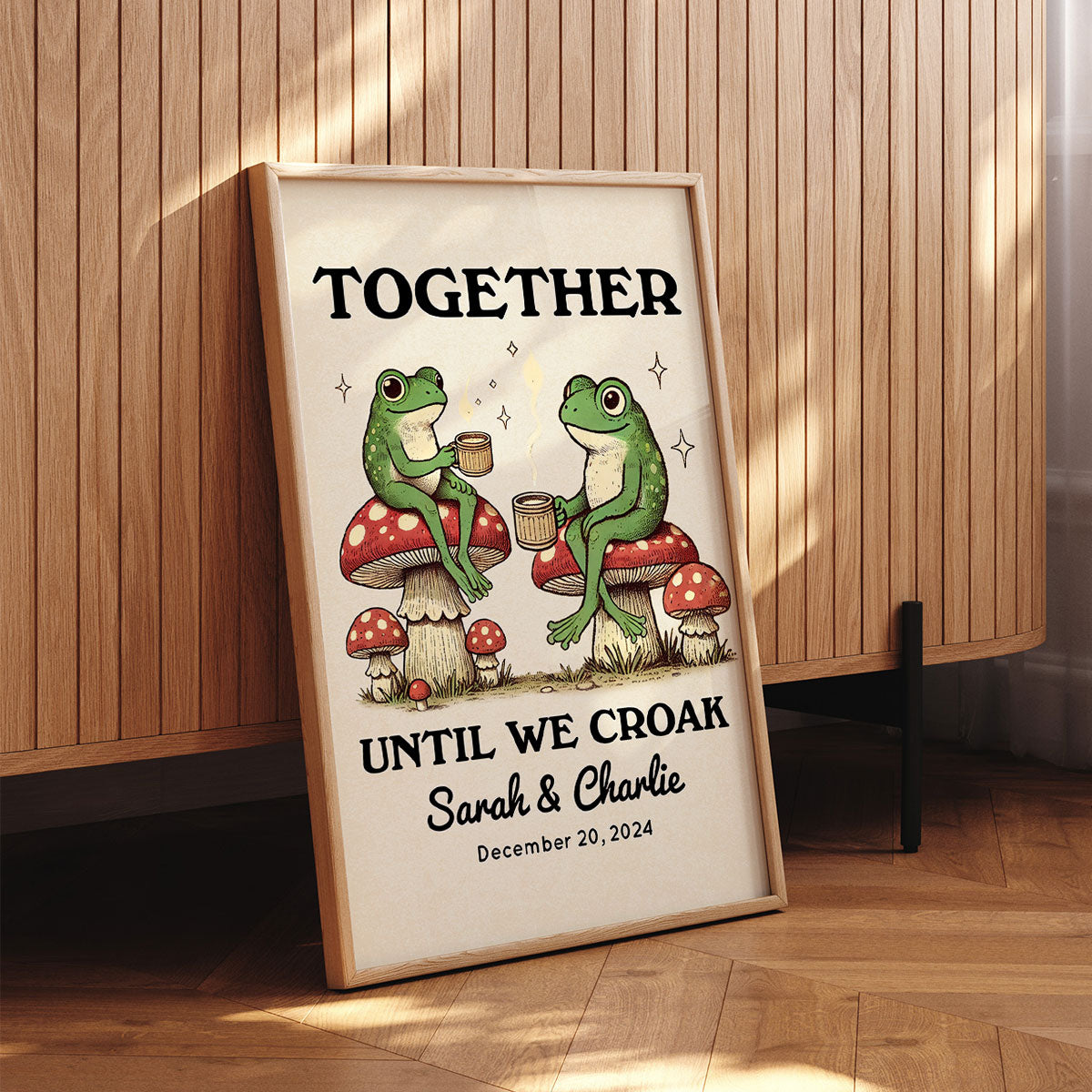 Together Until We Croak Frog Couple Vintage Anniversary Gift Personalized Poster