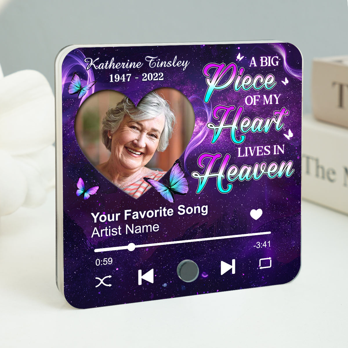 A Song from Heaven – Personalized Music Fridge Magnet With Photo of A Loved One Sympathy Gift, Memorial Gift, Remembrance Gift