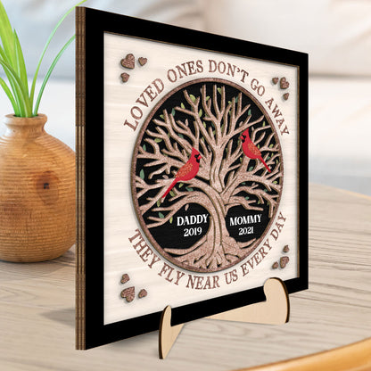 Memorial Cardinals Glitter Tree Personalized 2-layer Wooden Plaque