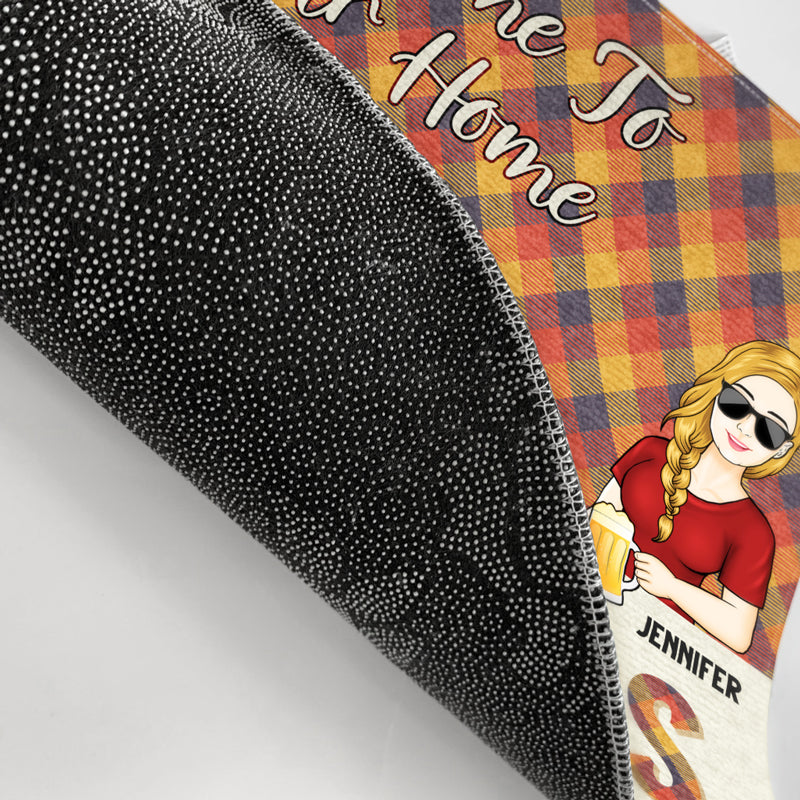 Family & Friends Gather Here Dog Lovers - Gift For Couples - Personalized Custom Doormat