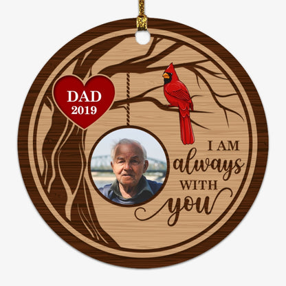 I‘m Always With You Red Heart Memorial Photo Christmas Personalized Circle Ornament