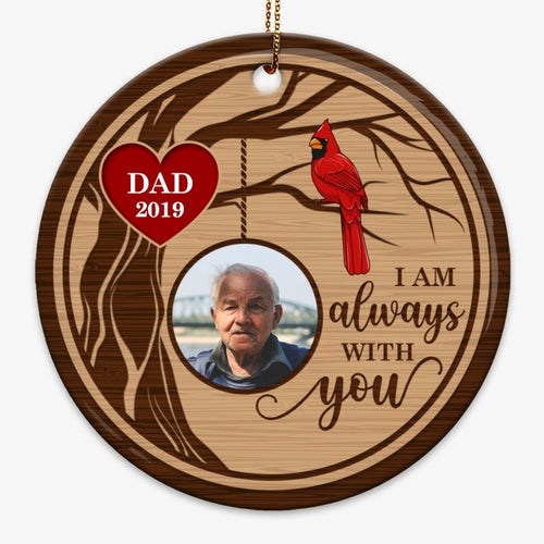 I‘m Always With You Red Heart Memorial Photo Christmas Personalized Circle Ornament