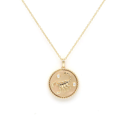 14K Gold & Diamond Scorpio Horoscope Medallion