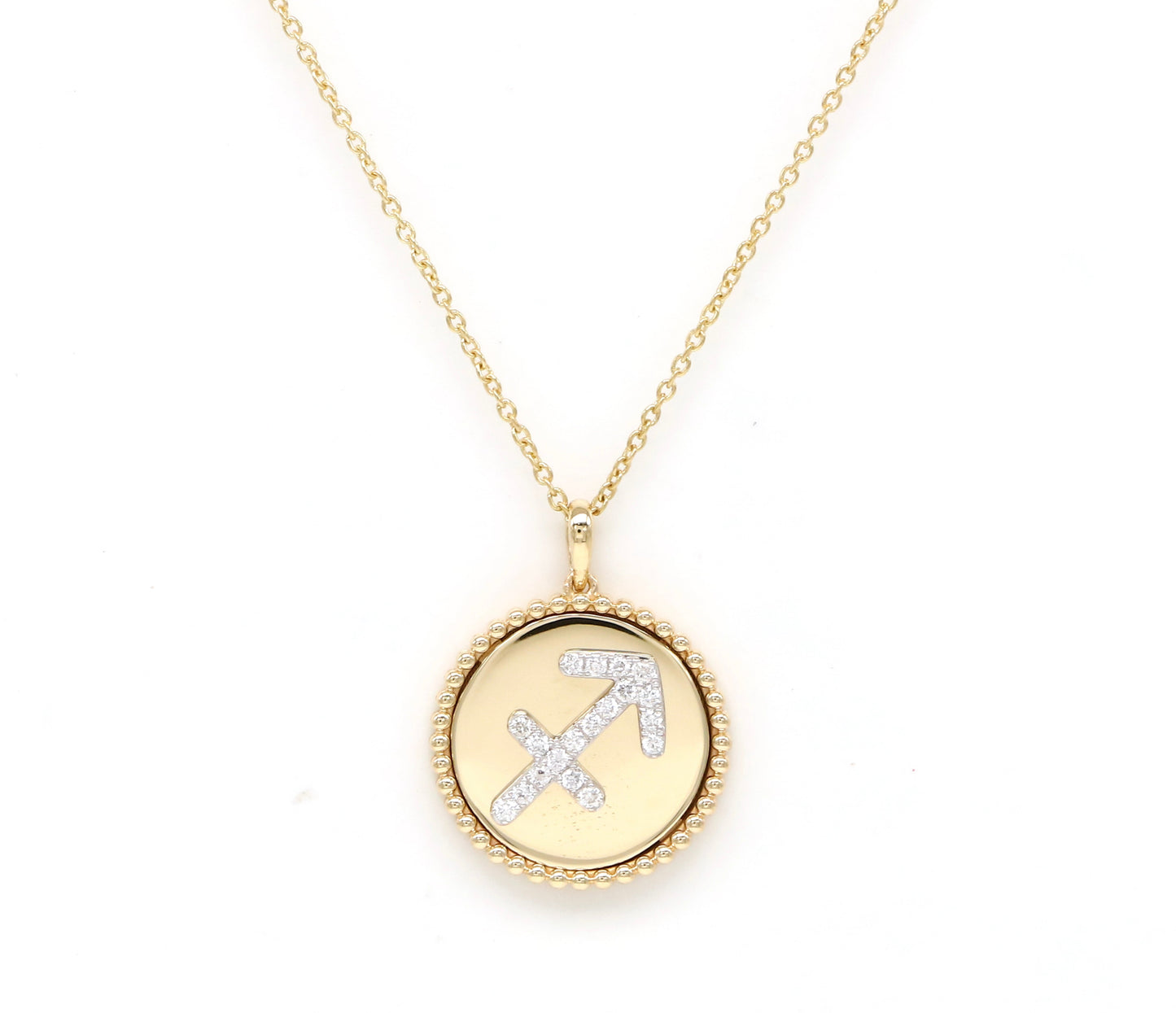 14K Yellow Gold & Diamond Sagittarius Zodiac Medallion