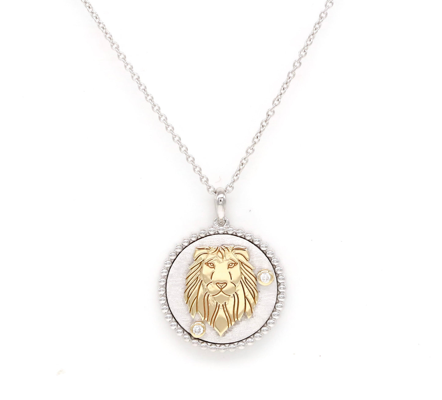 14K Two-toned Gold & Diamond Leo Horoscope Medallion