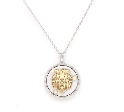 14K Two-toned Gold & Diamond Leo Horoscope Medallion