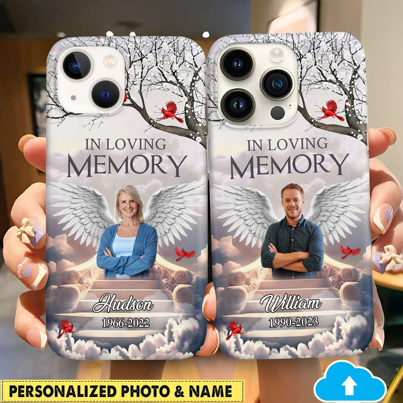 Memorial Upload Photo Wings, In Loving Memory In Heaven Personalized Phone Case