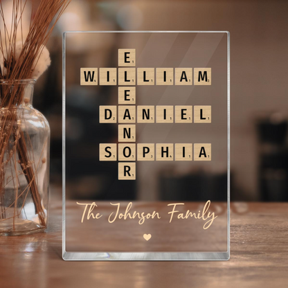 Family Crossword Art Created In A Moment, Treasured Forever Personalized Acrylic Block Plaque