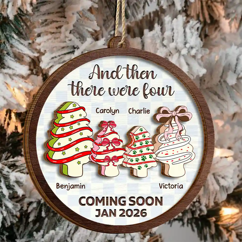 Christmas Tree Family And Then There Were Three - Personalized  Wooden Ornament