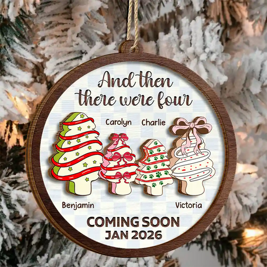Christmas Tree Family And Then There Were Three - Personalized  Wooden Ornament