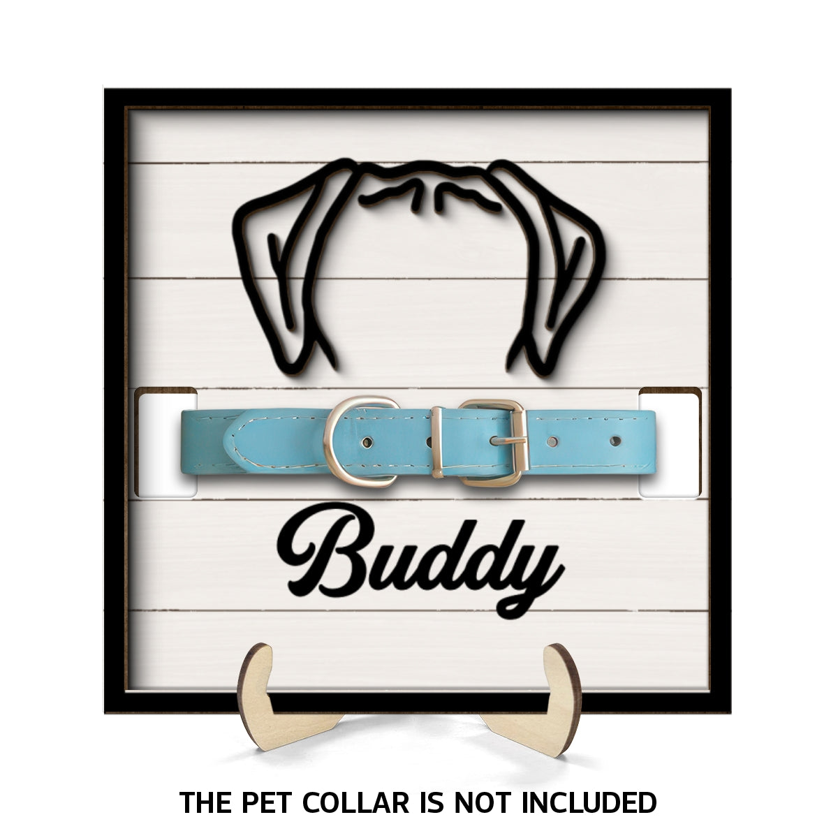 Pet Loss Dog Head Outline Memorial Remembrance Gift Pet Collar Keepsake Personalized Wooden Pet Collar Holder