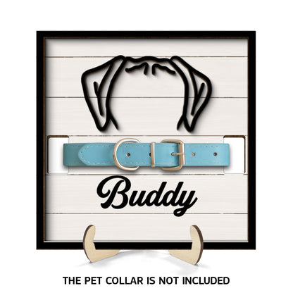Pet Loss Dog Head Outline Memorial Remembrance Gift Pet Collar Keepsake Personalized Wooden Pet Collar Holder