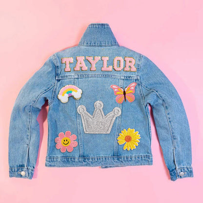 Personalized Kids Patch Denim Jacket, Little Girl Jacket