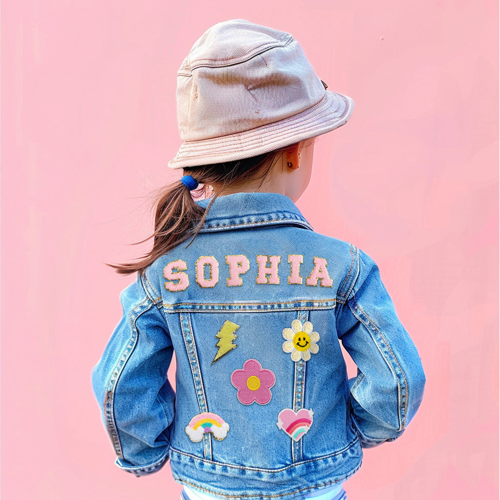 Personalized Kids Patch Denim Jacket, Patch Jean Jacket