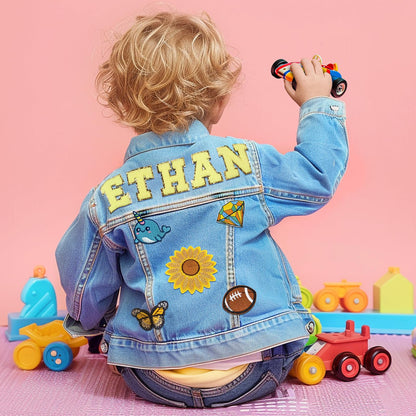 Personalized Kids Patch Denim Jacket, Little Boy Jacket