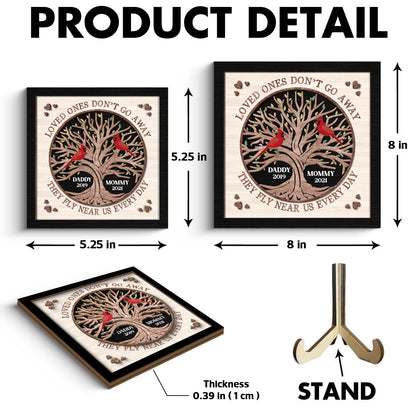 Memorial Cardinals Glitter Tree Personalized 2-layer Wooden Plaque