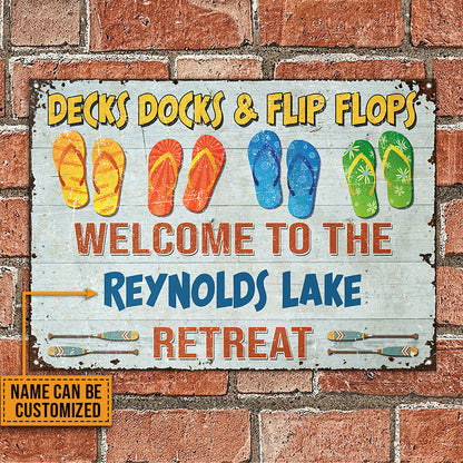 Lake House Deck Dock And Flip Flop Custom Classic Metal Signs
