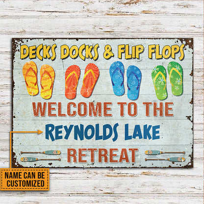 Lake House Deck Dock And Flip Flop Custom Classic Metal Signs