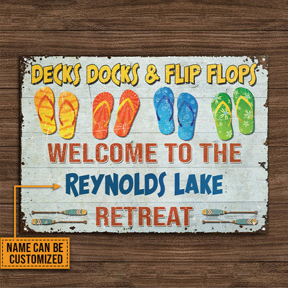 Lake House Deck Dock And Flip Flop Custom Classic Metal Signs