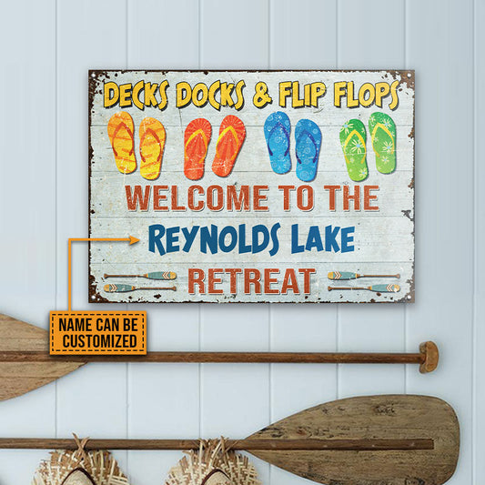 Lake House Deck Dock And Flip Flop Custom Classic Metal Signs