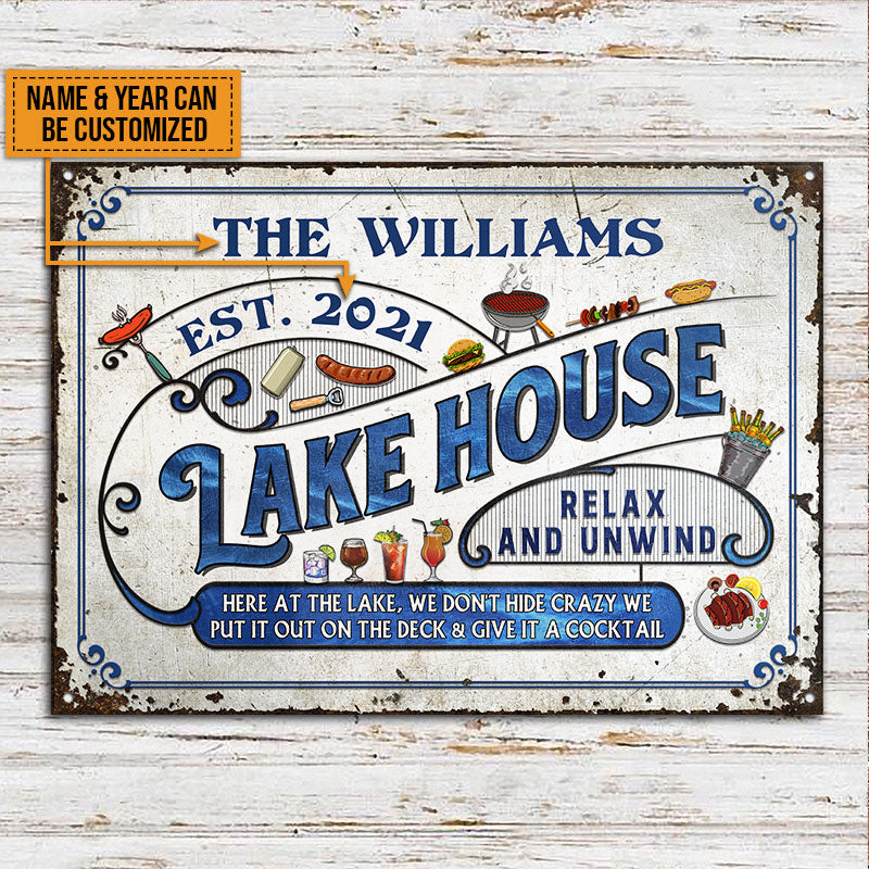 Lake House Deck Here At The Lake Custom Classic Metal Signs
