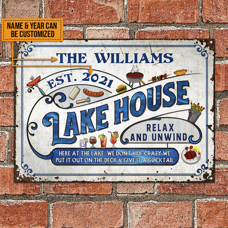 Lake House Deck Here At The Lake Custom Classic Metal Signs