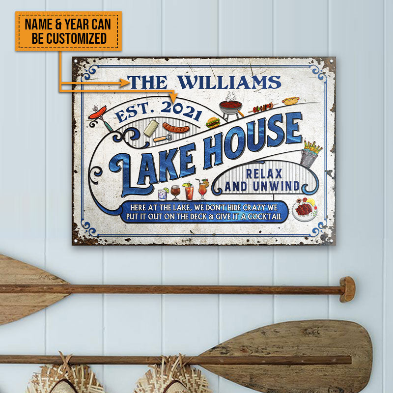 Lake House Deck Here At The Lake Custom Classic Metal Signs