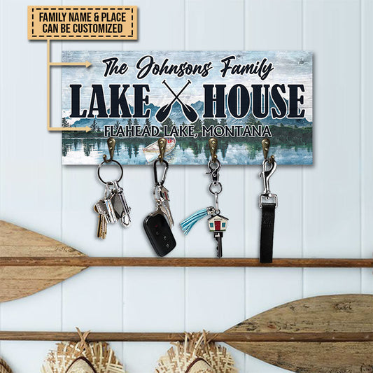 Lake House Hook Rack Lake Art Personalized Custom Wood Key Holder