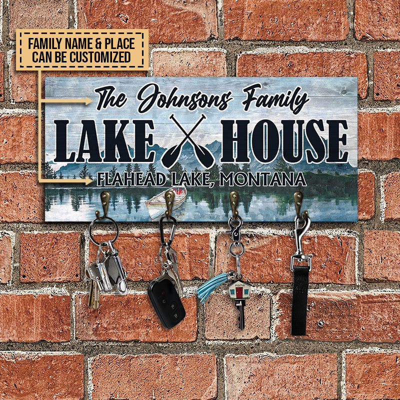 Lake House Hook Rack Lake Art Personalized Custom Wood Key Holder