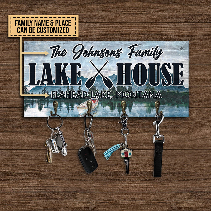 Lake House Hook Rack Lake Art Personalized Custom Wood Key Holder