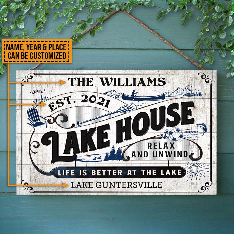 Lake House Life Is Better Black Custom Wood Rectangle Sign